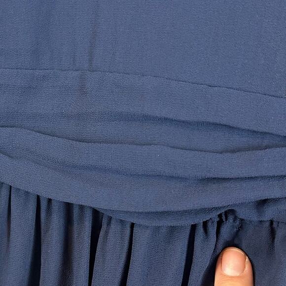 LuLu's Thoughts Of Hue Navy Blue Surplice Chiffon Maxi Bridesmaid Dress Gown XL - Picture 7 of 12